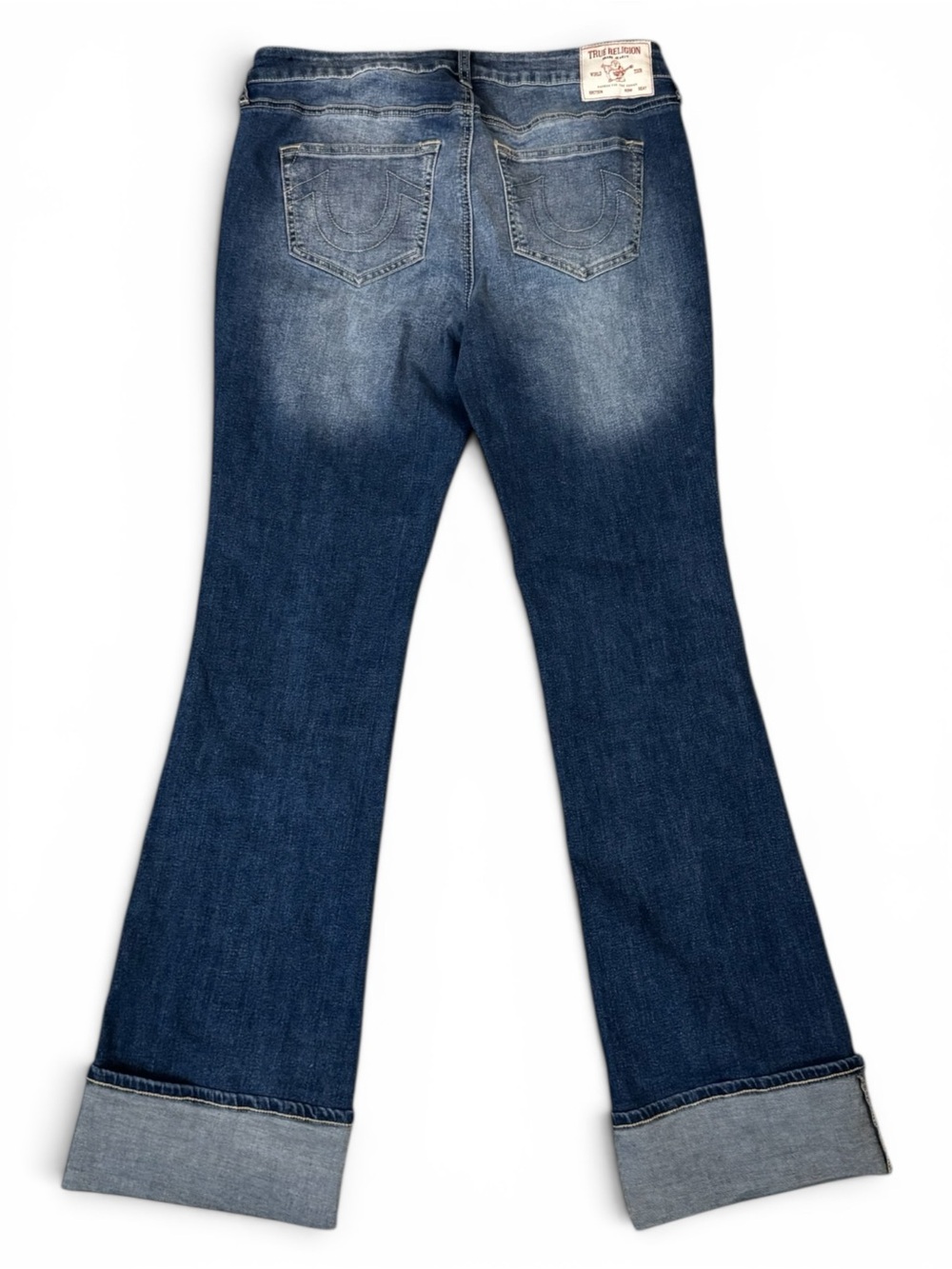 True Religion Becca Bootcut Mid Rise Cuff Jeans Medium Wash Size 32 - Picture 10 of 10
